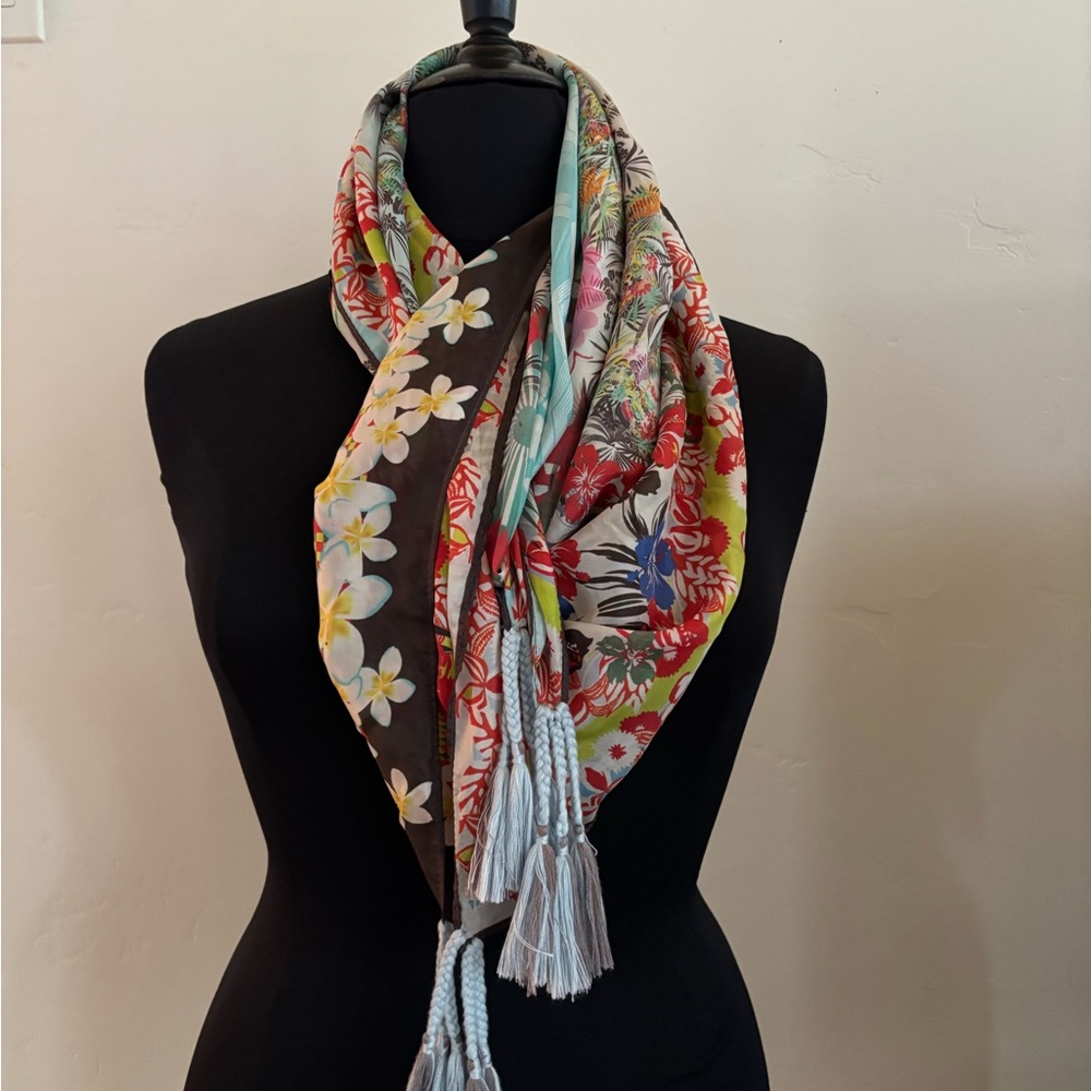 Johnny Was Multi Colored Silk Scarf - Picture 2 of 5